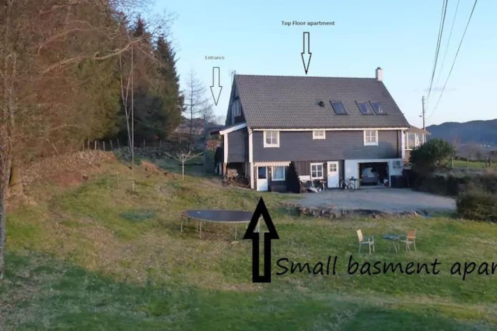 Small Basement Apartment Private Entrance Nice View Fitjar Bagian luar foto